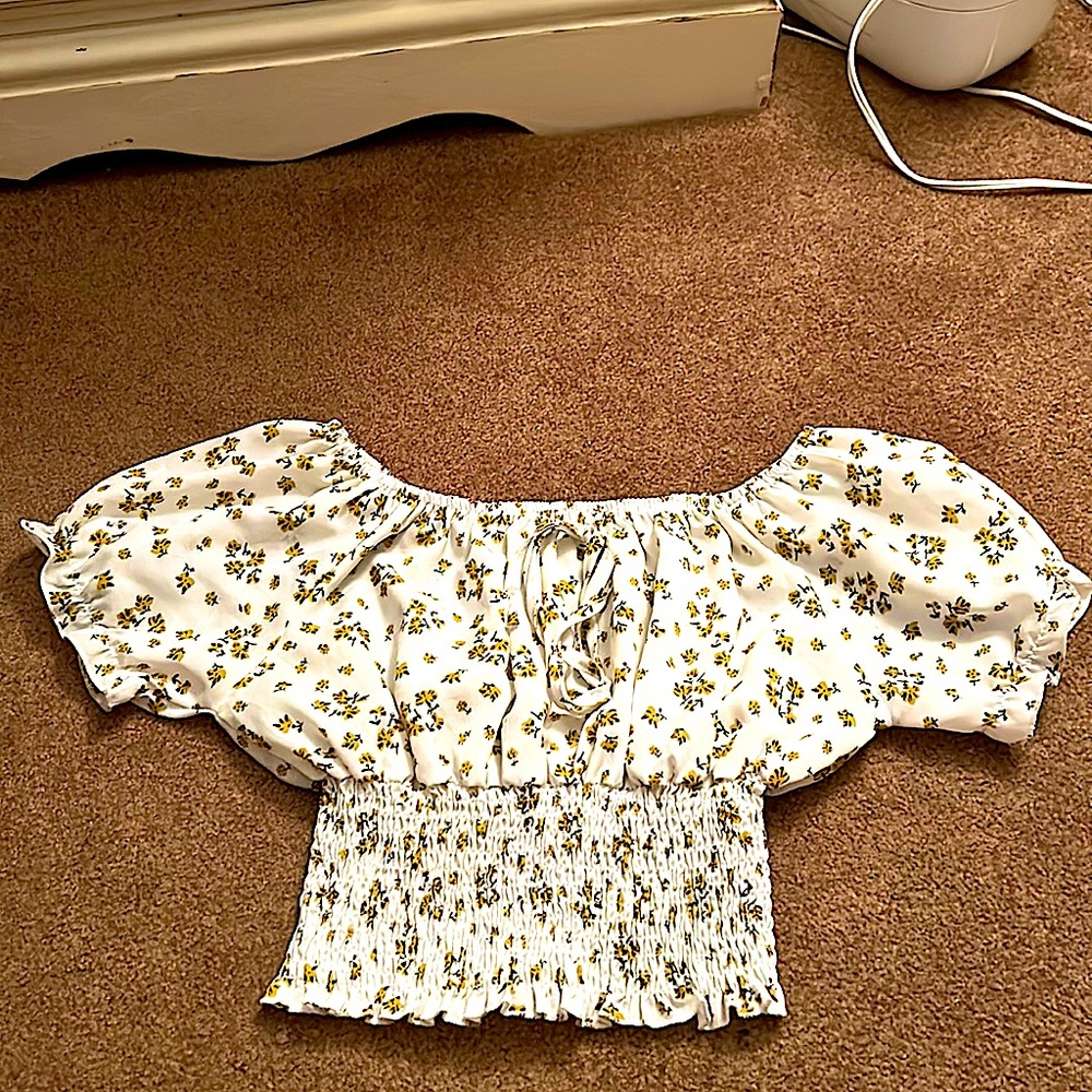 White blouse with yellow flowers